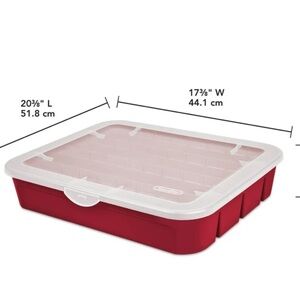 NEW Sterilite Red Ornament Storage Box with Clear Lid